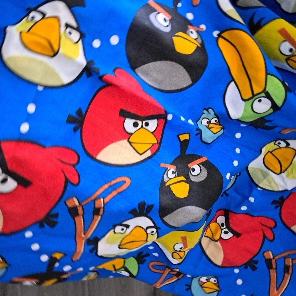ANGRY BIRDS twin sheet set fitted flat bold colors cartoon kids bedding - Picture 4 of 7